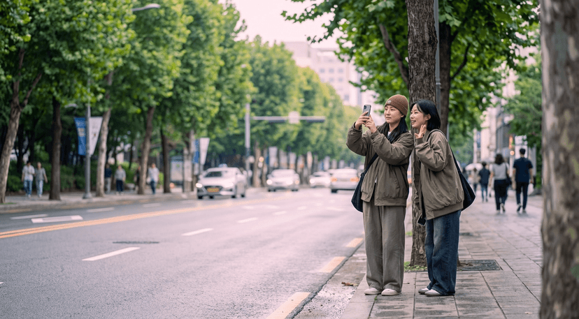 Street selfie together